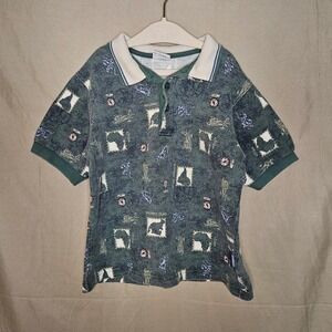 OshKosh Vintage World Map Polo Shirt Short Sleeve Kids Size 7‎